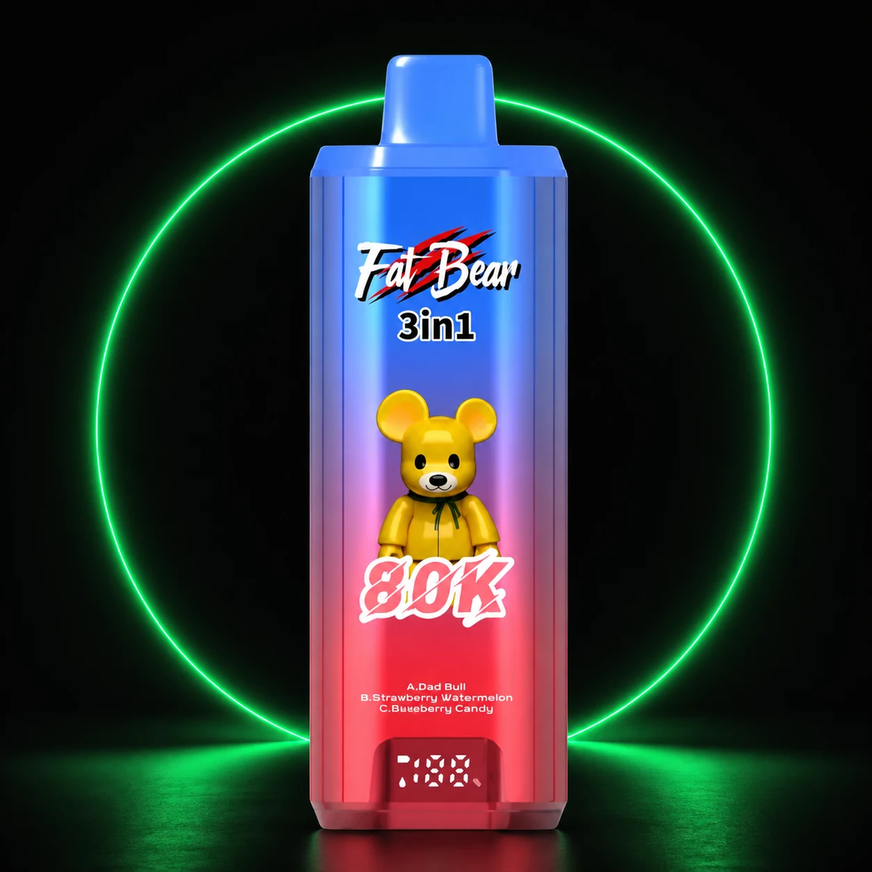 AIVONO AIM FAT BEAR 80000 Vape in Blau und Pink auf dunklem Hintergrund