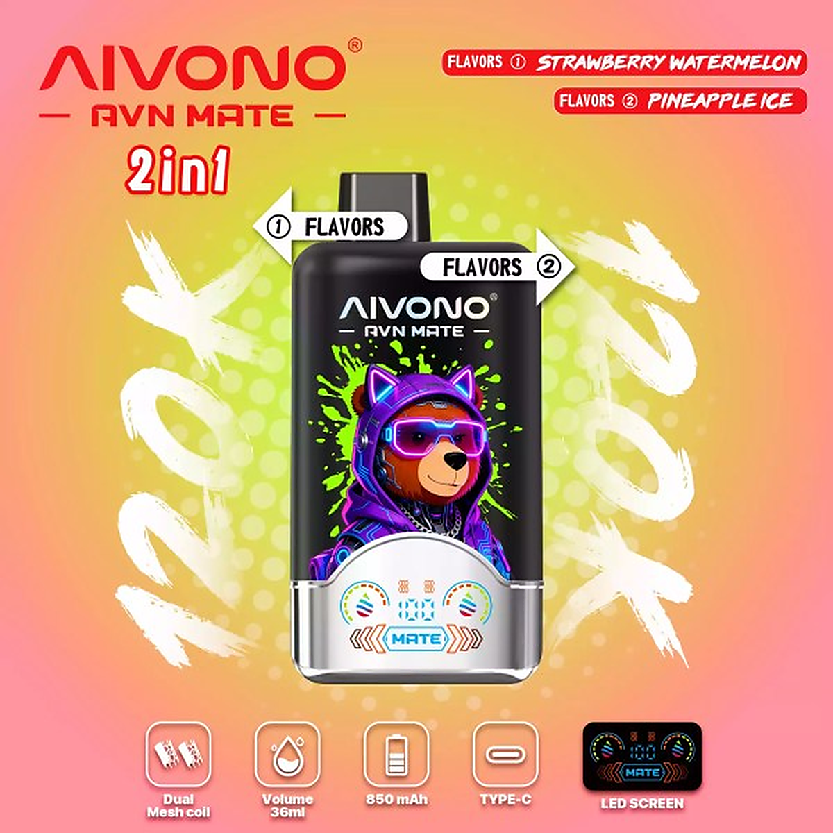 AIVONO AVN MATE 120000 2in1 – Einweg Vape Einweg Vape hochauflösende Produktansicht 5