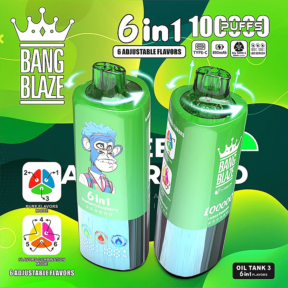 Bang Blaze 100000 6in1 – Einweg Vape Einweg Vape hochauflösende Produktansicht 4