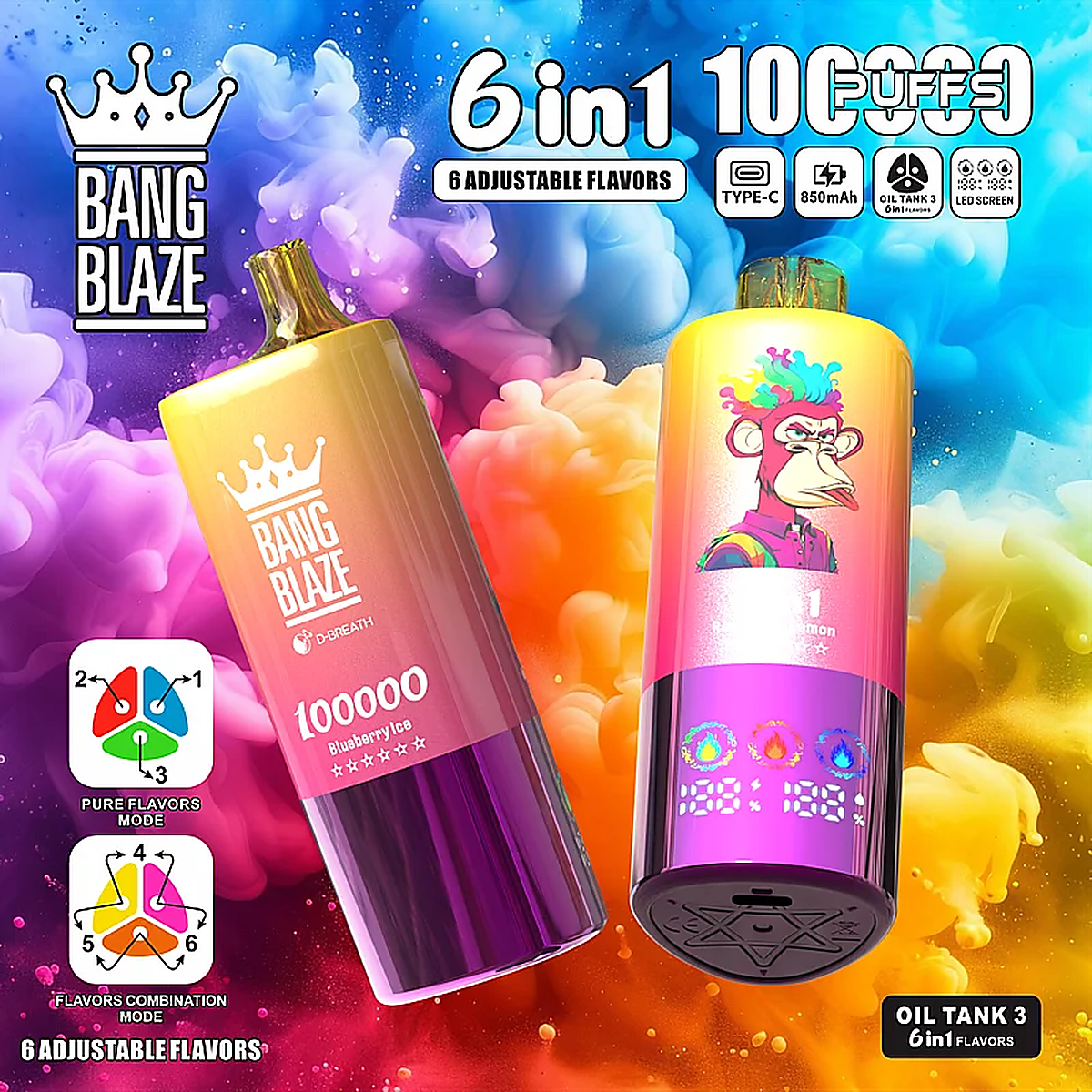 Bang Blaze 100000 6in1 – Einweg Vape Einweg Vape hochauflösende Produktansicht 5