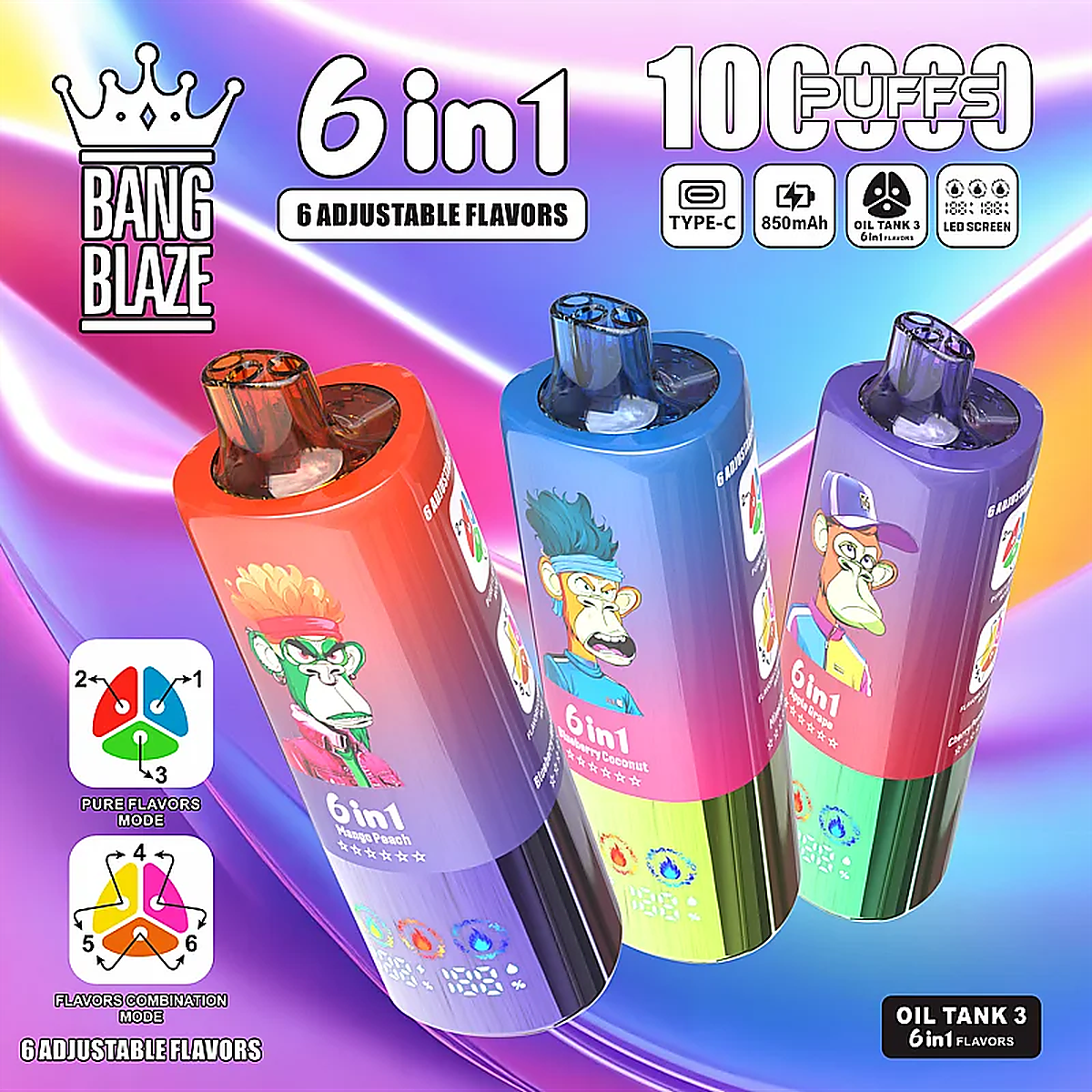Bang Blaze 100000 6in1 – Einweg Vape Einweg Vape hochauflösende Produktansicht 6