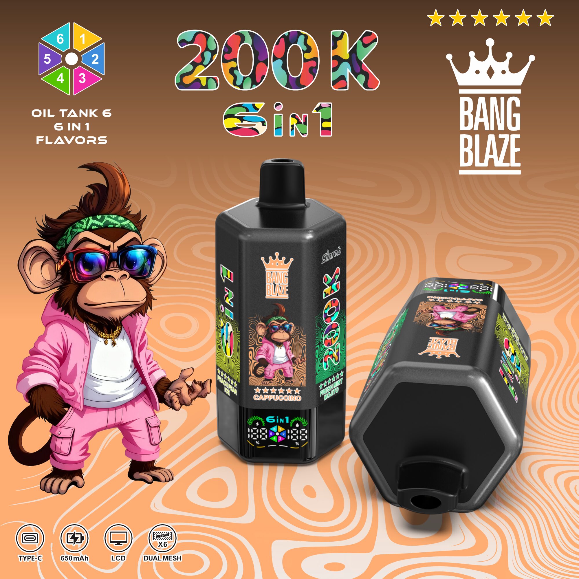 Bang Blaze 200000 6in1 Einweg Vape mit Geschmacksübersicht 8