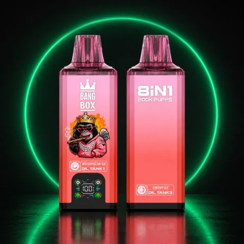 Bang Box 200000 8in1 Einweg Vape auf dunklem Hintergrund