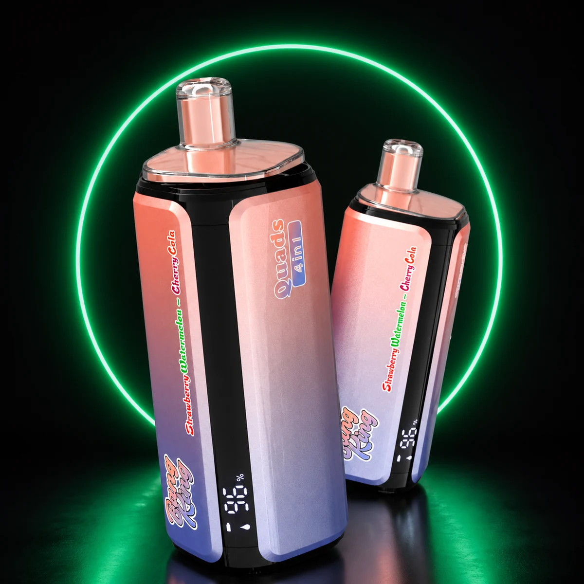 Zwei rosa Bang King 250000 4in1 Einweg Vapes in unterschiedlichen Ansichten