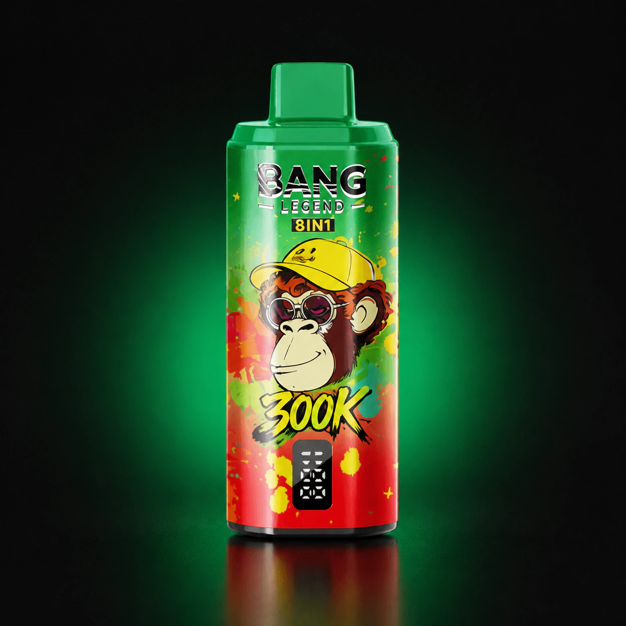 Bang Legend Geek 300000 8in1 – Einweg Vape Produktansicht 3 auf dunklem Hintergrund