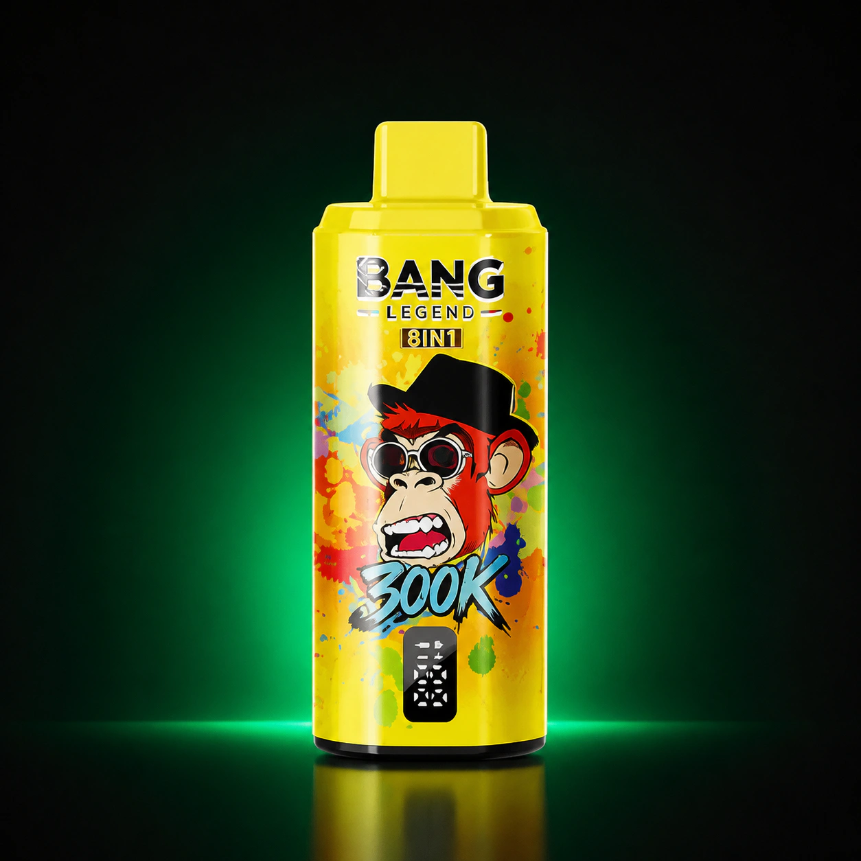 Bang Legend Geek 300000 8in1 – Einweg Vape Produktansicht 5 auf dunklem Hintergrund