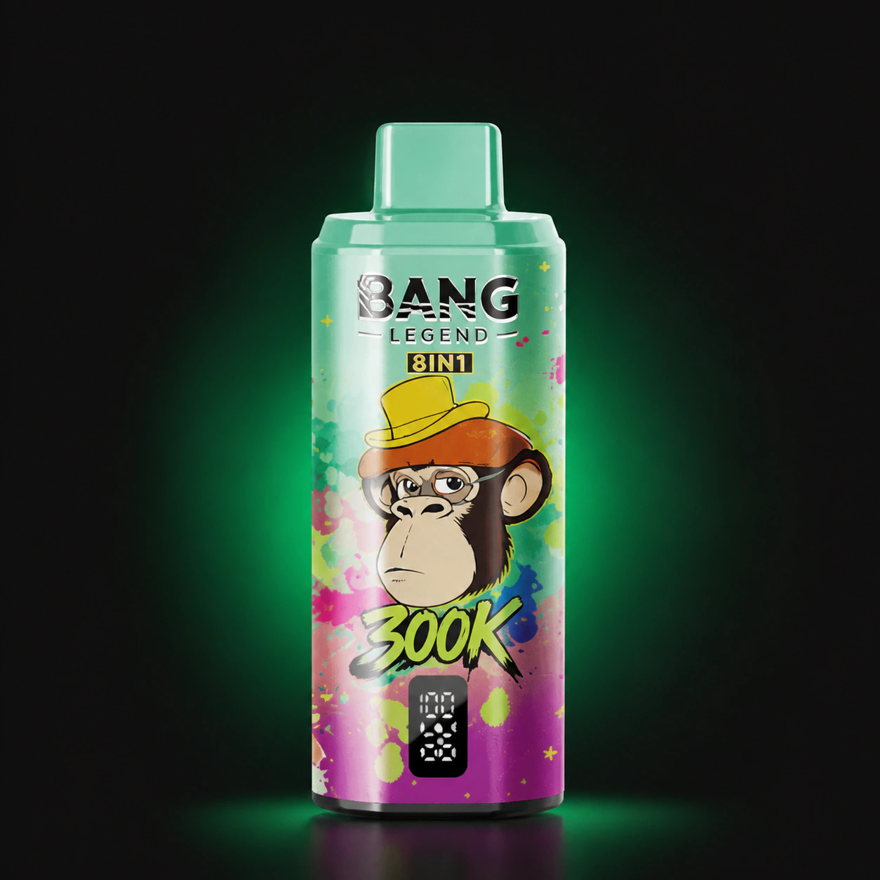 Bang Legend Geek 300000 8in1 – Einweg Vape Produktansicht 7 auf dunklem Hintergrund