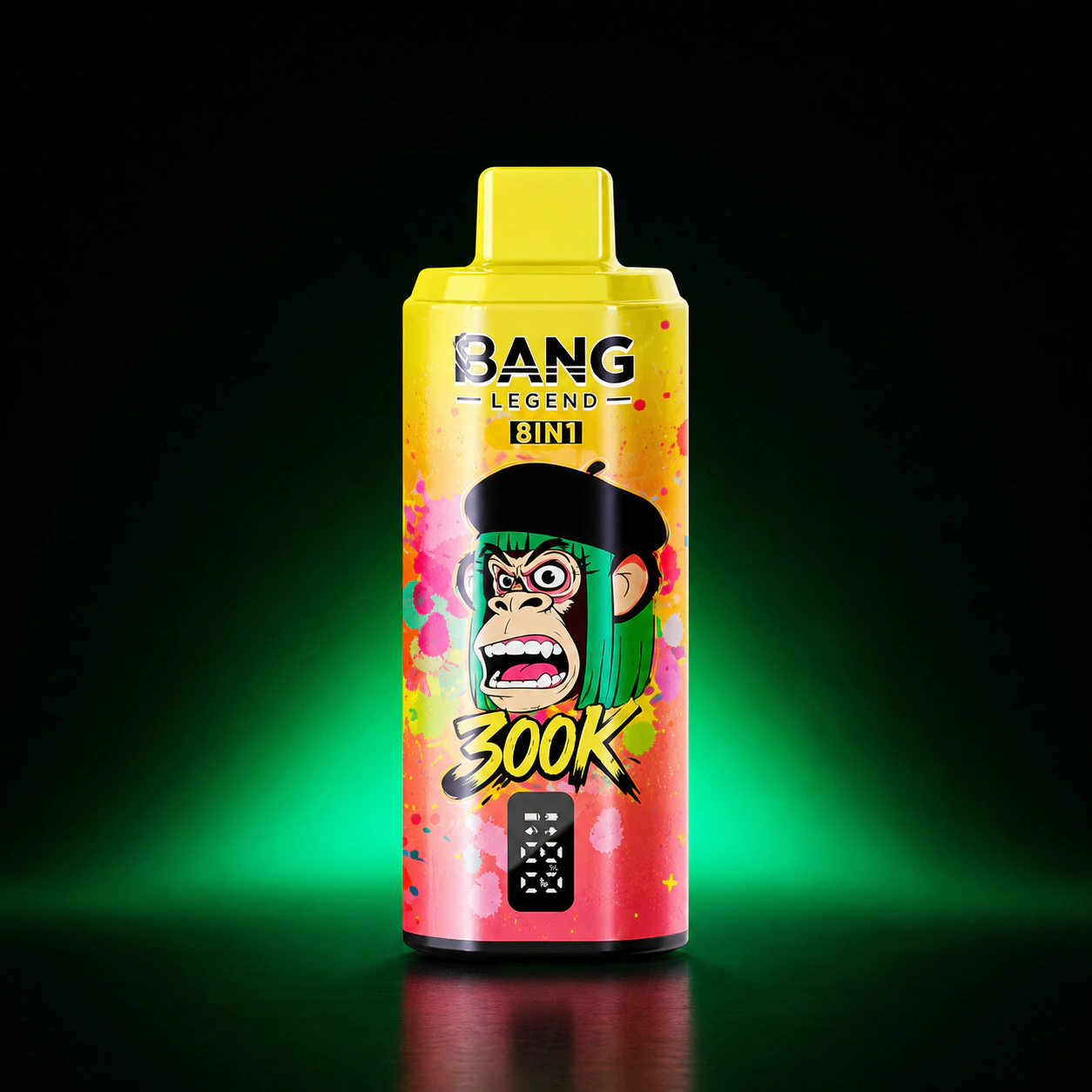 Bang Legend Geek 300000 8in1 – Einweg Vape Produktansicht 8 auf dunklem Hintergrund
