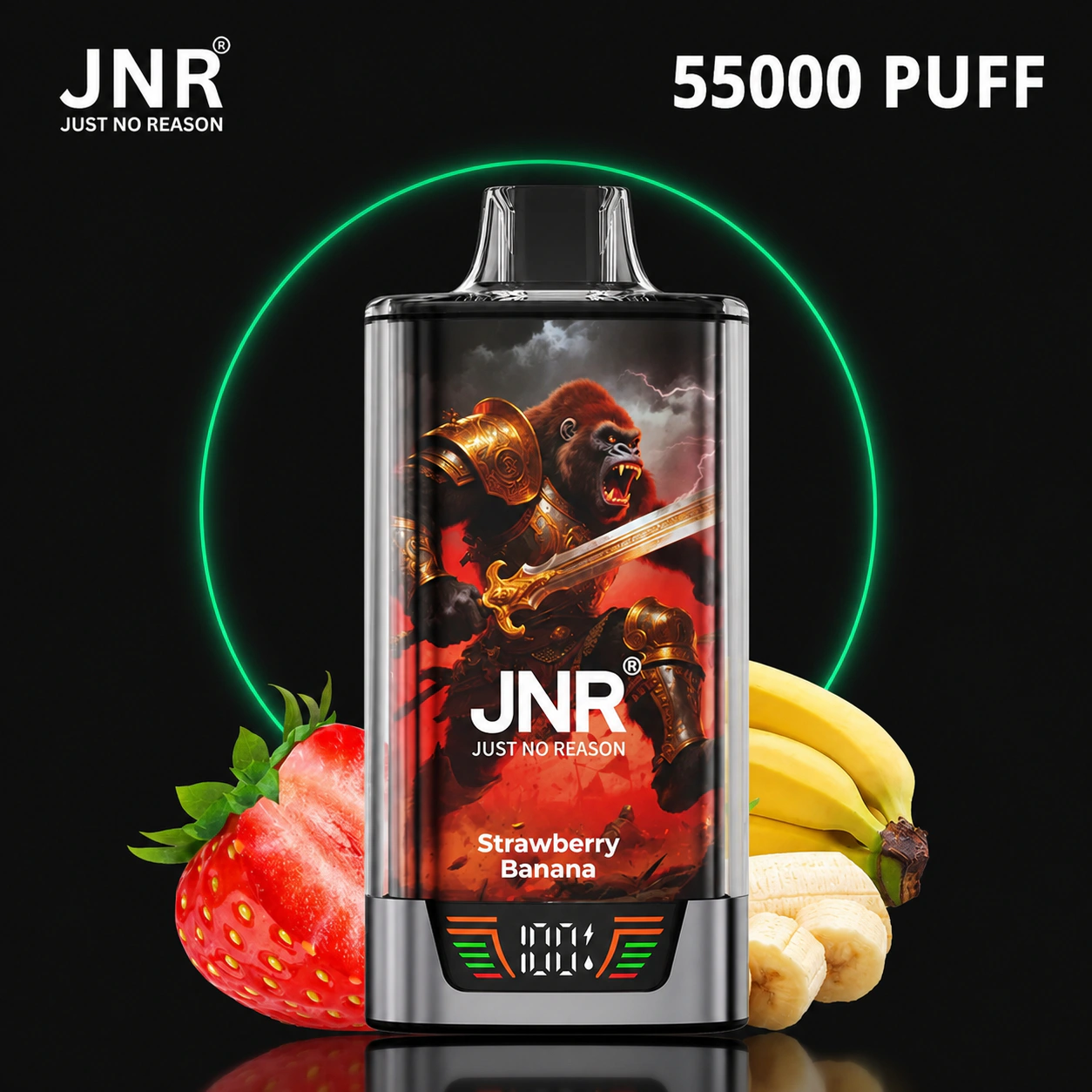 JNR Rage Gorilla 55000 – Einweg Vape Produktansicht 5 auf dunklem Hintergrund