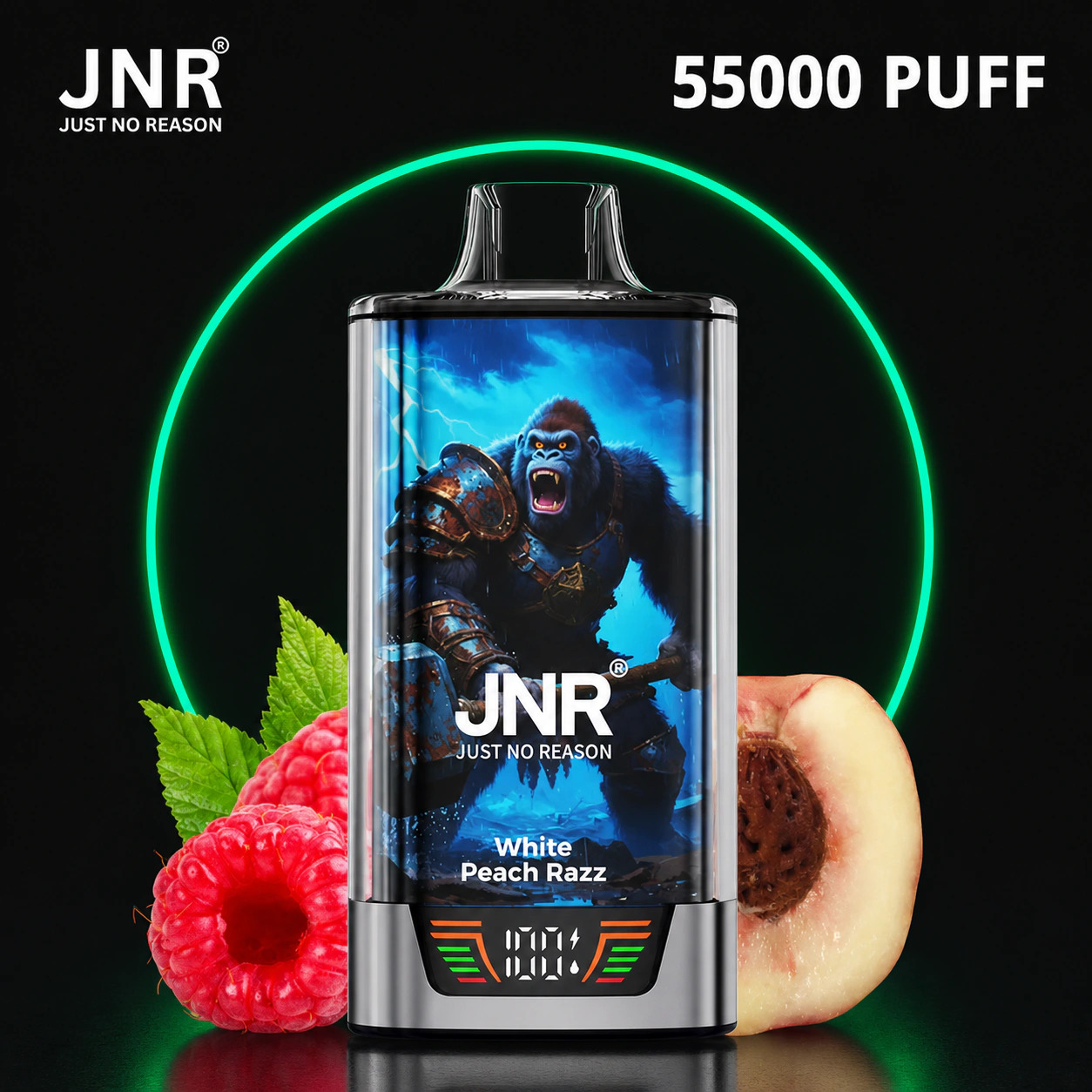 JNR Rage Gorilla 55000 – Einweg Vape Produktansicht 7 auf dunklem Hintergrund