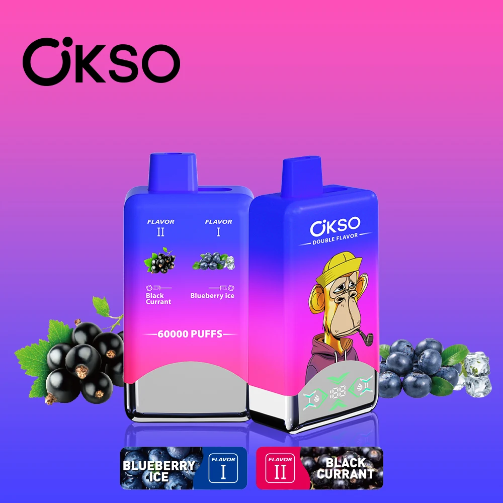 OKSO 2in1 60000 Einweg Vape in Blau mit Blaubeere-Eis und Schwarzer Johannisbeere