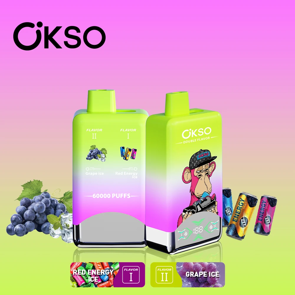 OKSO 2in1 60000 Einweg Vape in Grün mit Traube-Eis und Red Energy-Eis