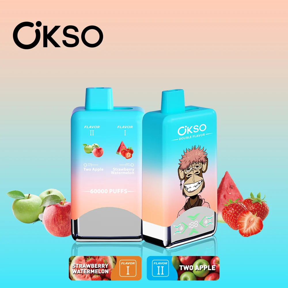 OKSO 2in1 60000 Einweg Vape in Türkis mit Zwei Äpfel und Erdbeere-Wassermelone