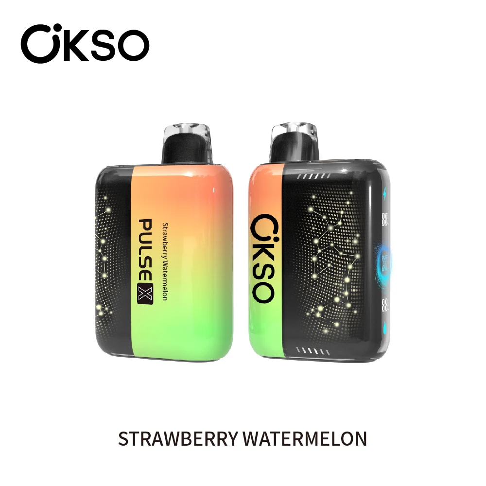 OKSO PULSE X Einweg Vape Vorder- und Rückansicht in der Sorte Erdbeere Wassermelone