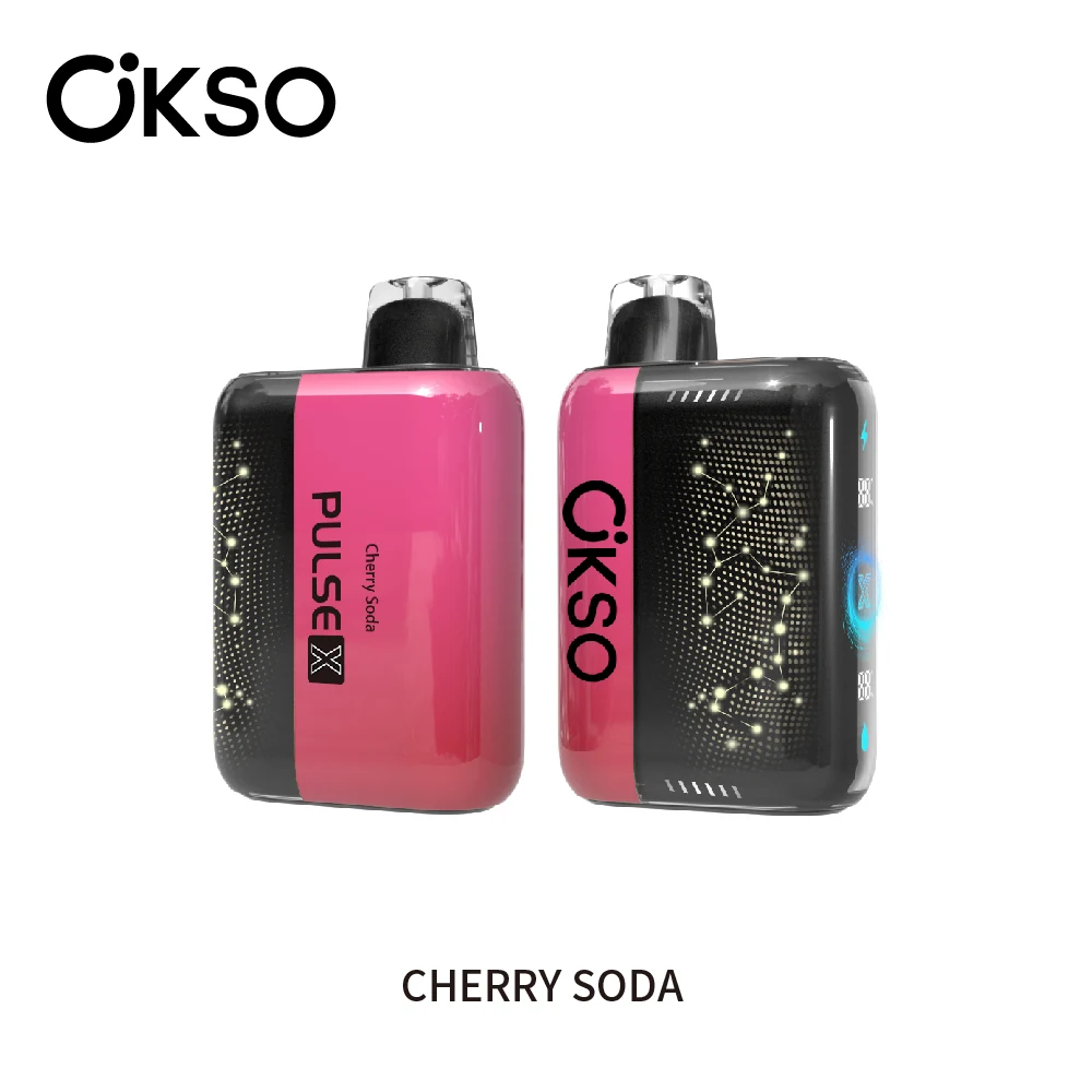 OKSO PULSE X Einweg Vape Vorder- und Rückansicht in der Sorte Kirschlimonade