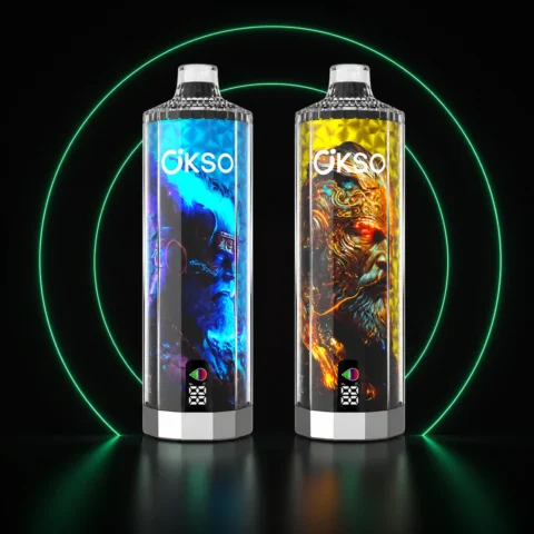 OKSO Shisha Hookah Mega 50000 – Einweg Vape auf dunklem Hintergrund