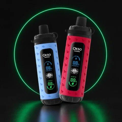 OKSO Shisha Max 40000 – Einweg Vape auf dunklem Hintergrund