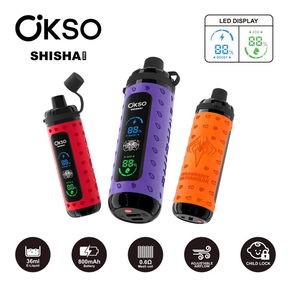OKSO Shisha Max 40000 Einweg Vape mit drei Designs und technischen Daten
