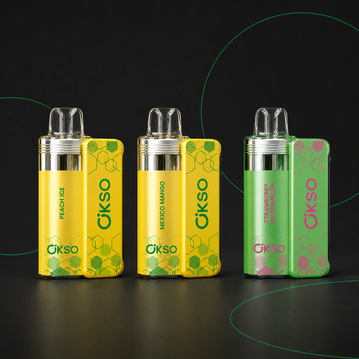 OKSO Switch – Vape Kit Produktansicht 5 auf dunklem Hintergrund