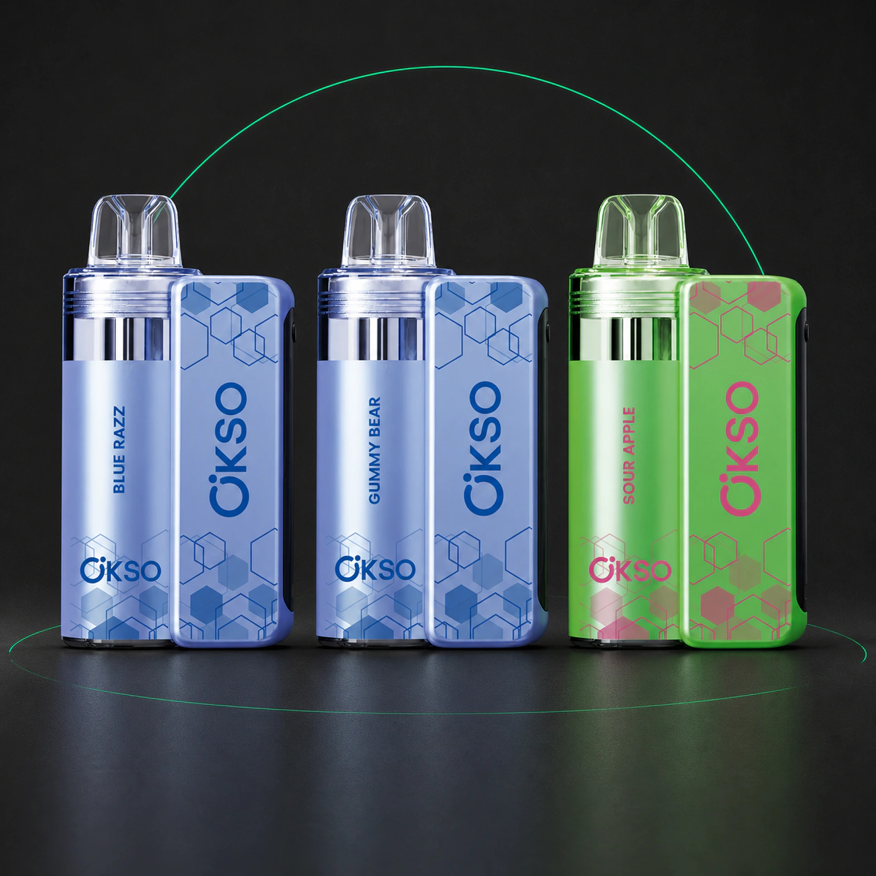 OKSO Switch – Vape Kit Produktansicht 6 auf dunklem Hintergrund