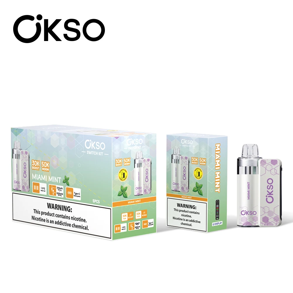 OKSO Switch Vape Kit mit Verpackung und Geschmacksrichtung Miami Minze