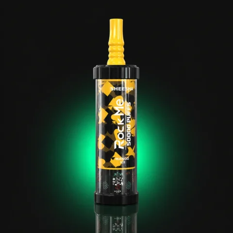 ROCKME Shisha 50000 – Einweg Vape auf dunklem Hintergrund