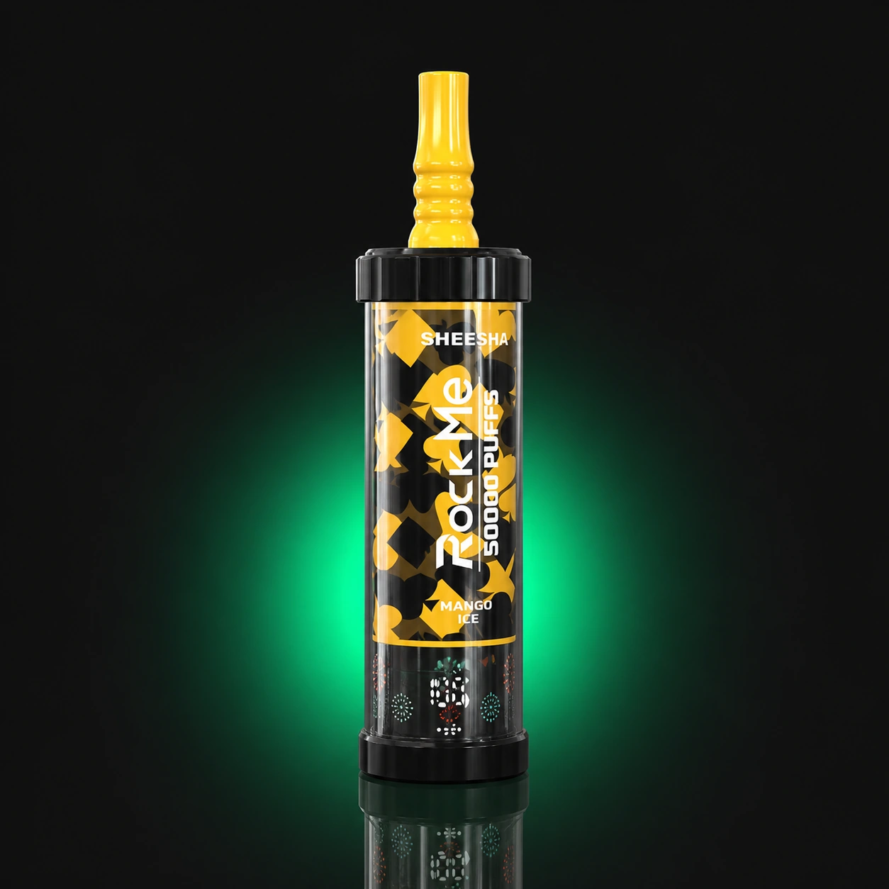 ROCKME Shisha 50000 – Einweg Vape auf dunklem Hintergrund