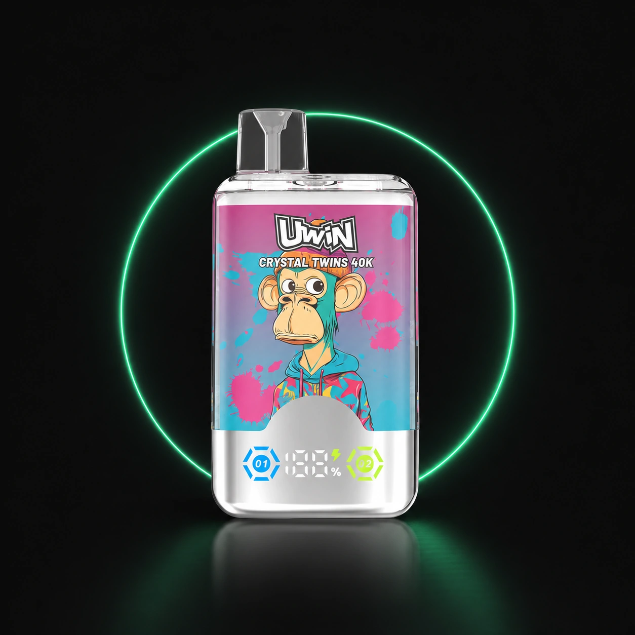 Uwin Twins Crystal 40000 2in1 – Einweg Vape auf dunklem Hintergrund