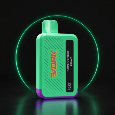 VOPK Cool Bar 20000 Einweg Vape in Grün und Lila auf dunklem Hintergrund