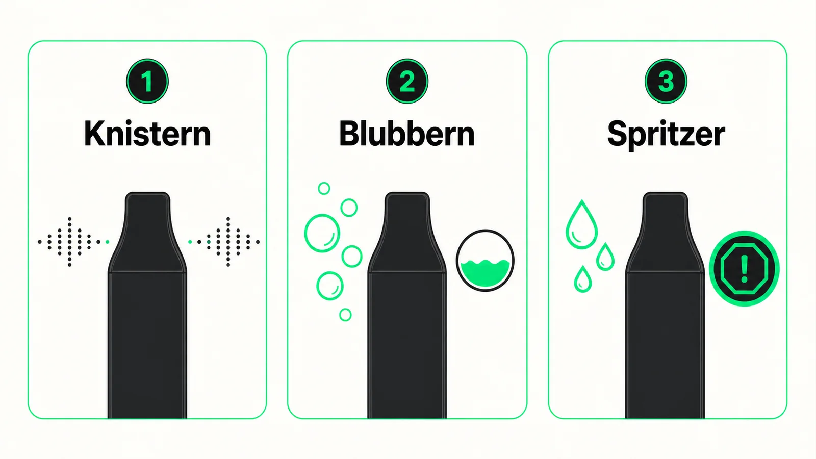 Knistern, Blubbern und Flüssigkeitsspritzer bei einer Vape unterscheiden